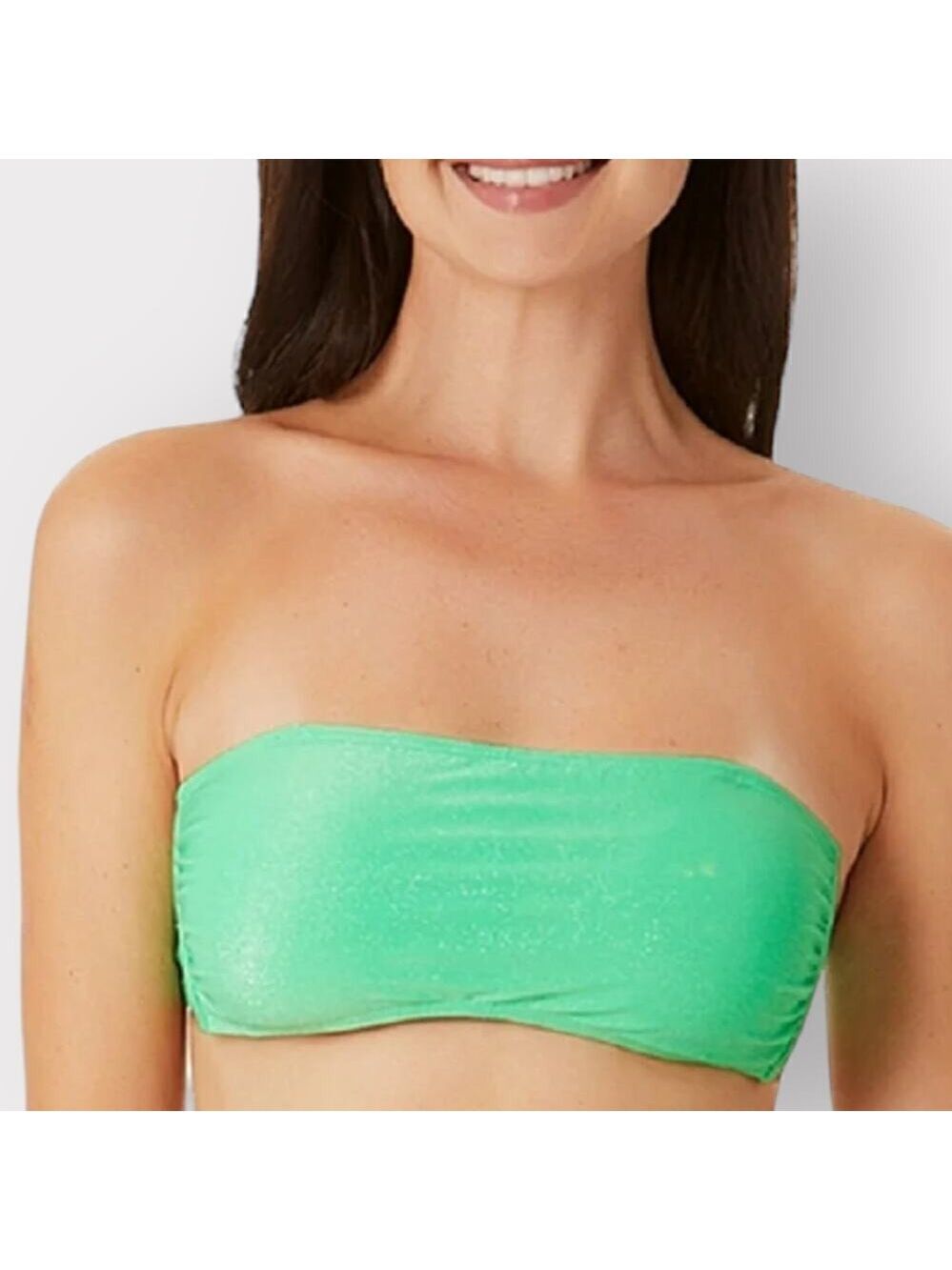 CA Waves NEW Strapless Bandeau Bikini Swim Top sz Small Medium Glitter Green NWT
